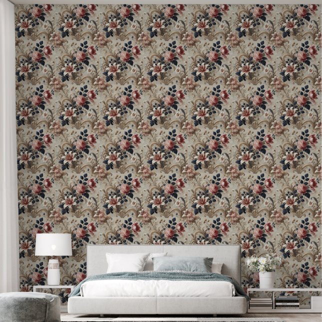 Groot Floral Motief Patroon Design Behang (Slaapkamer)