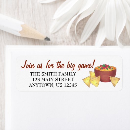 Groot Football Game Watch Party Nachos Chips Queso Etiket (Insitu)