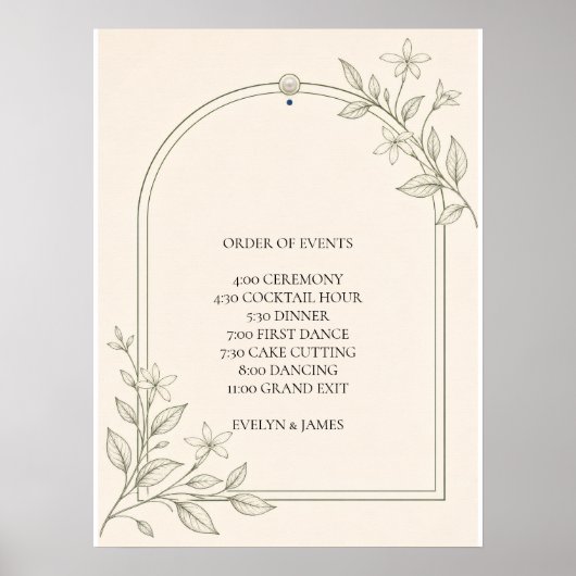 Groot formaat botanisch huwelijksprogramma poster (Voorkant)