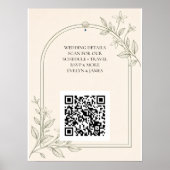 Groot formaat botanische trouwwebsite QR-code bord Poster (Voorkant)