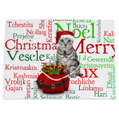 Groot formaat - Kat en muis Kerstmis Large Cadeautasje (Voorkant)