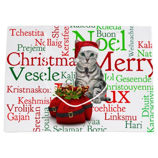 Groot formaat - Kat en muis Kerstmis Large Cadeautasje (Voorkant)