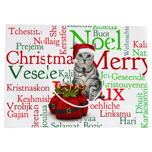 Groot formaat - Kat en muis Kerstmis Large Cadeautasje (Achterkant)