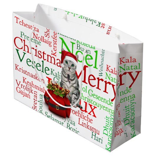 Groot formaat - Kat en muis Kerstmis Large Cadeautasje (Achterkant Gekanteld)