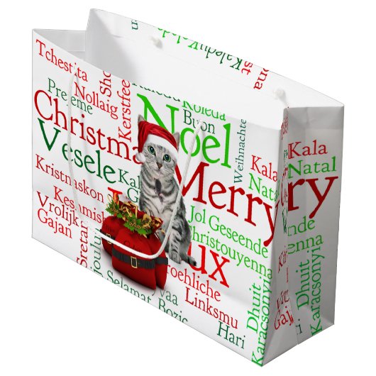 Groot formaat - Kat en muis Kerstmis Large Cadeautasje (Voorkant Gekanteld)