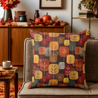 Groot formaat mid-century modern herfstbos kussen