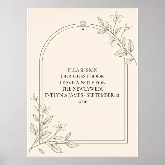 Groot formaat olijf botanisch gastboek bord poster (Voorkant)