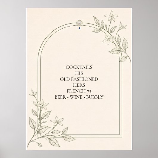 Groot formaat olijf botanisch huwelijksbarmenu bor poster (Voorkant)