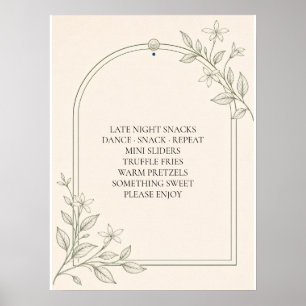 Groot formaat olijf botanisch late nachtsnacks bor poster