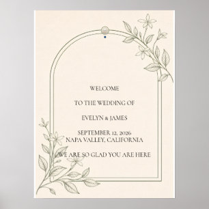 Groot formaat olijf botanisch trouw welkomstbord poster