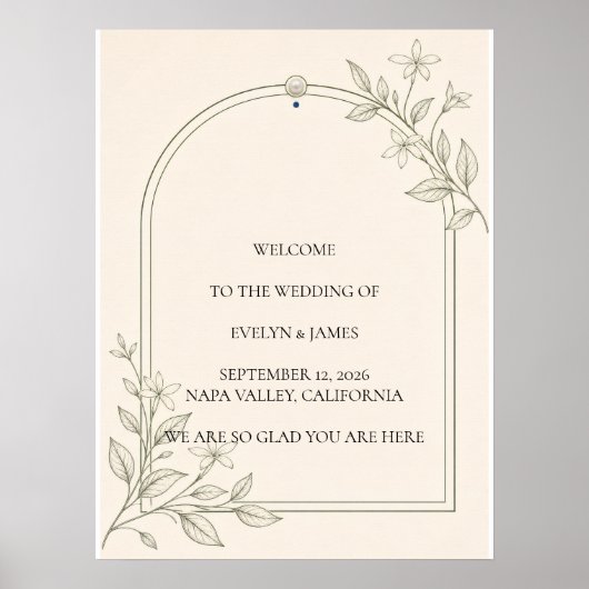 Groot formaat olijf botanisch trouw welkomstbord poster (Voorkant)