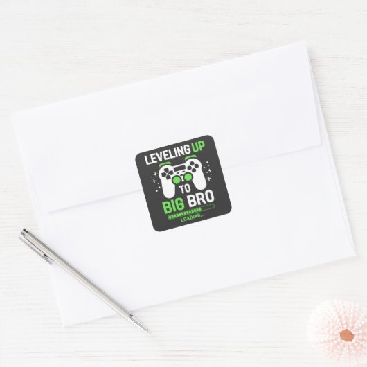 Groot gamebeleving vierkante sticker (Envelop)