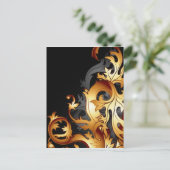 groot gatsby abstract bloeiend zwart en goudblad briefkaart (Staand voorkant)