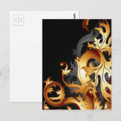 groot gatsby abstract bloeiend zwart en goudblad briefkaart (Voorkant / Achterkant)