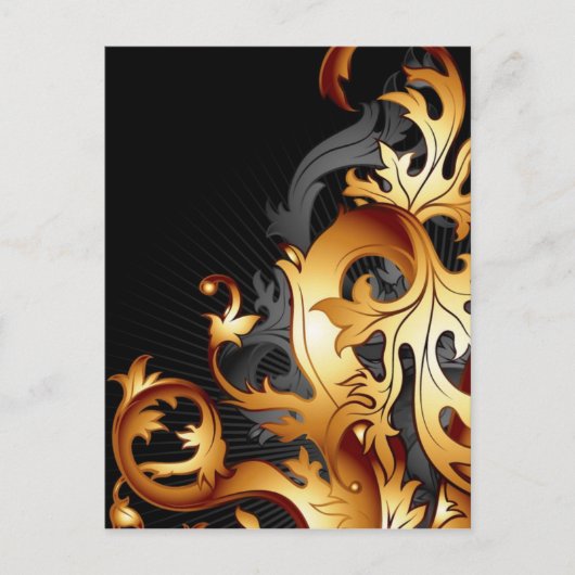 groot gatsby abstract bloeiend zwart en goudblad briefkaart (Voorkant)