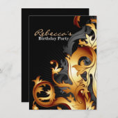 groot gatsby abstract bloeiend zwart en goudblad kaart (Voorkant / Achterkant)