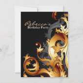 groot gatsby abstract bloeiend zwart en goudblad kaart (Voorkant)