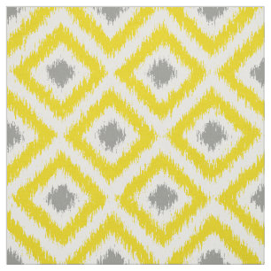 Groot geel en grijs Ikat Diamonds patroon Stof