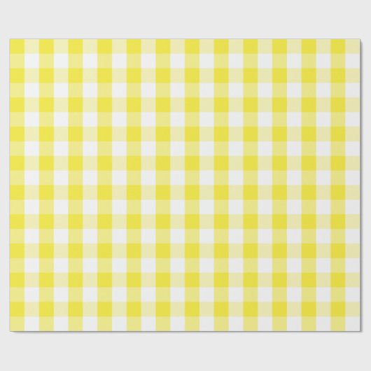 Groot geel en wit gingham-pakpapier cadeaupapier (Vlak)