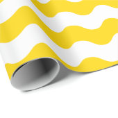 Groot Geel en Wit Golfpapier Cadeaupapier (Rol Hoek)