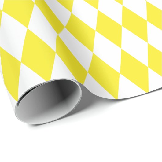 Groot geel en wit Harlequin Wrapping Paper Cadeaupapier (Rol Hoek)