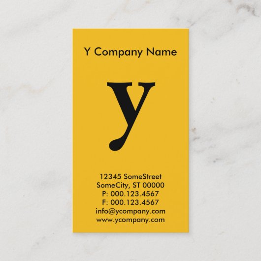 Groot geel monogram visitekaartje (Voorkant)