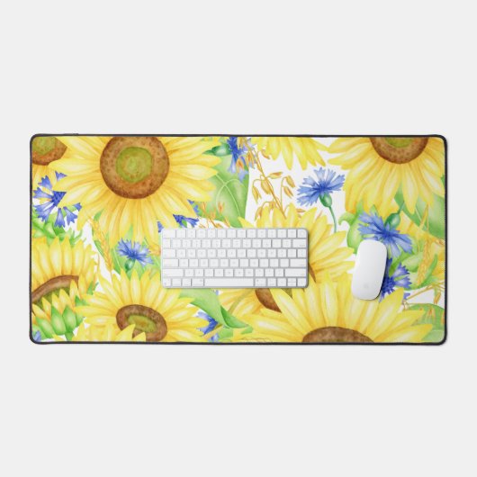 Groot geel zonnebloempatroon bureaumat (Keyboard & Muis)