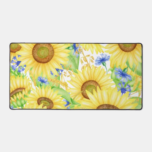 Groot geel zonnebloempatroon bureaumat (Voorkant)