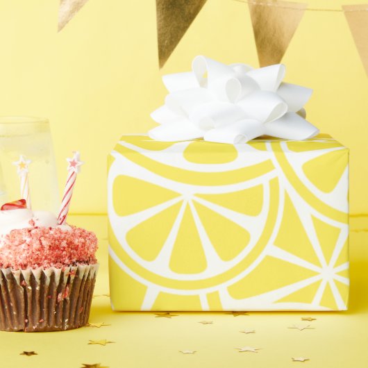 Groot gele lemon plakken patroonpapier cadeaupapier (Verjaardagsfeest)