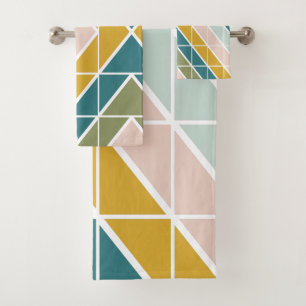 Groot Geometrisch Patroon in de Tonen van de Aarde Bad Handdoek