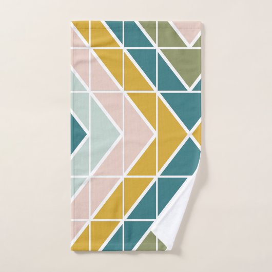 Groot geometrisch patroon in pasteelaardbedekking bad handdoek (Handdoek)