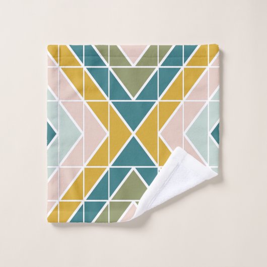 Groot geometrisch patroon in pasteelaardbedekking bad handdoek (Wasdoekje)
