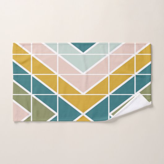 Groot geometrisch patroon in pasteelaardbedekking bad handdoek (Handdoek)