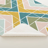 Groot geometrisch patroon in pasteelaardbedekking sherpa deken (3/4)
