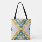 Groot geometrisch patroon in pasteelaardbedekking tote bag (Achterkant)