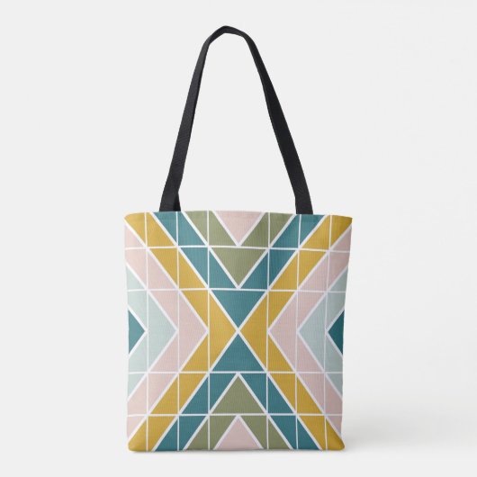 Groot geometrisch patroon in pasteelaardbedekking tote bag (Achterkant)