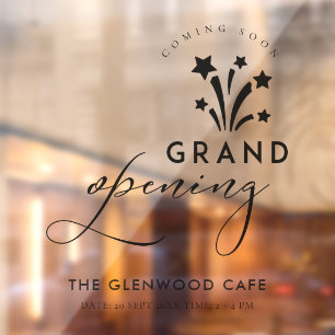 Groot geopend Fireworks Star Black Binnenkort verk Raamsticker