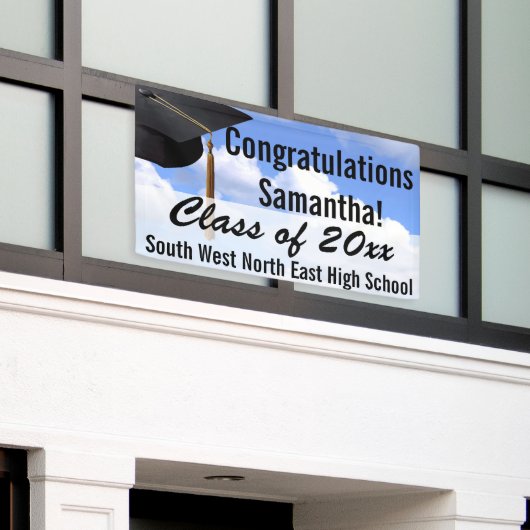 Groot gepersonaliseerd Afstuderen banner teken bla (Buitenkant Gebouw)