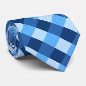 Groot geruite in tinten denim blauw stropdas (Opgerold)