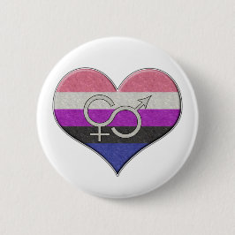 Groot geslacht Vloeibaar Pride vlag Verkleurd hart Ronde Button 5,7 Cm