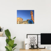 Groot glazen beeld en klokkentoren, Italië Poster (Thuiskantoor)