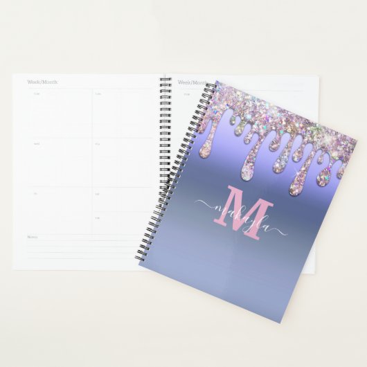 Groot Glitter Drijft de Naam van het Monogram van Planner (Display)