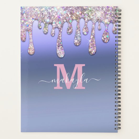 Groot Glitter Drijft de Naam van het Monogram van Planner (Achterkant)