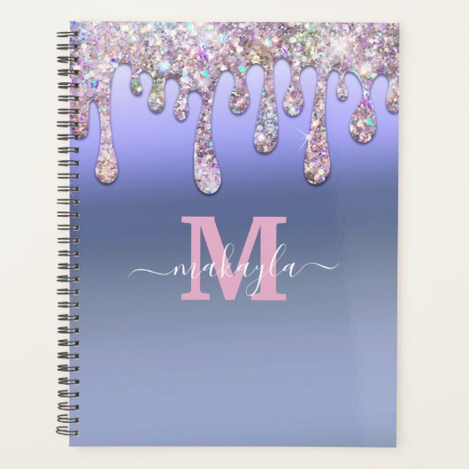 Groot Glitter Drijft de Naam van het Monogram van Planner (Voorkant)