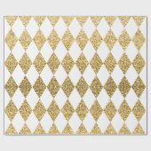 Groot Gold Glitter Harlequin Wrapping Paper Cadeaupapier (Vlak)