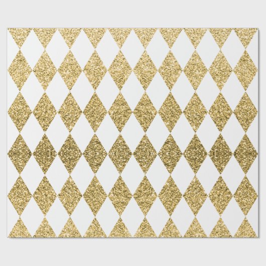 Groot Gold Glitter Harlequin Wrapping Paper Cadeaupapier (Vlak)