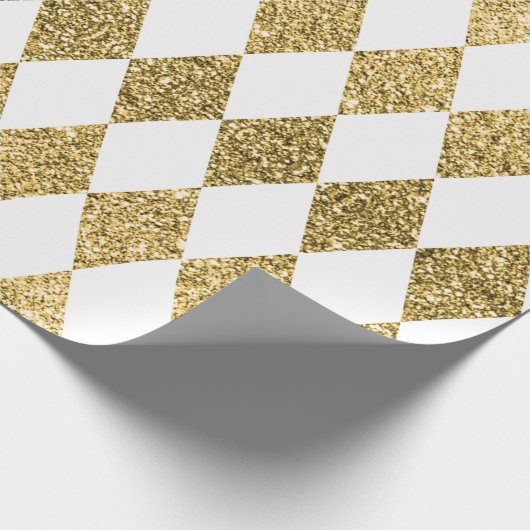 Groot Gold Glitter Harlequin Wrapping Paper Cadeaupapier (Hoek)
