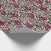 Groot  Gotisch Roze Bloempatroon Cadeaupapier (Hoek)