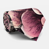 Groot Gotisch Roze Bloempatroon Stropdas (Opgerold)