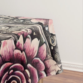 Groot  Gotisch Roze Bloempatroon Tafelkleed